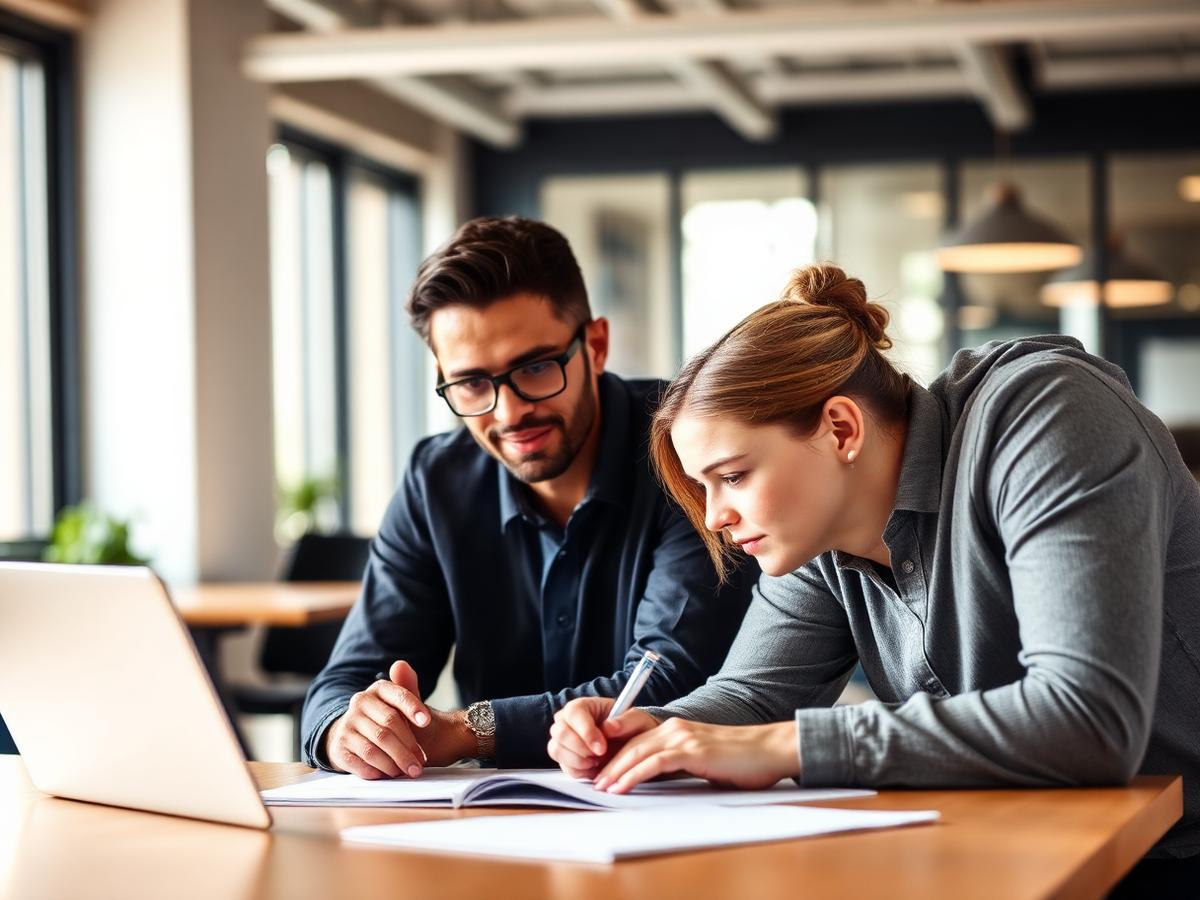 A manager coaching an emerging team leader one-on-one
